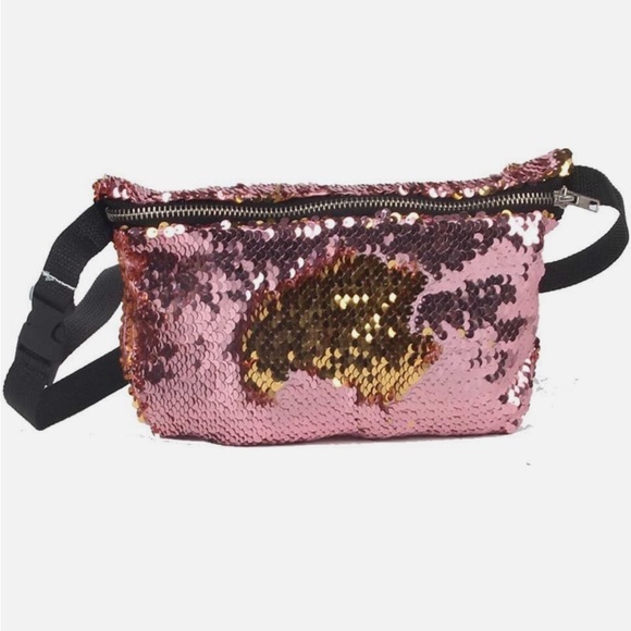 Handbags - Flip Sequin Crossbody Bag in Gold and Pink